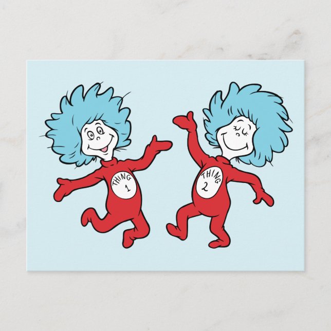 Postal Personaje Thing 1 y Thing 2 de Dr. Seuss (Anverso)