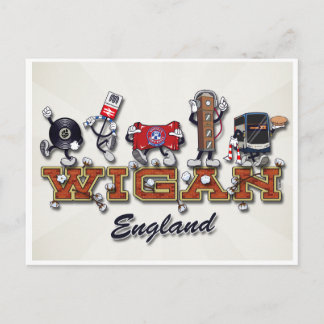 Postal Personajes de caricatura de Wigan