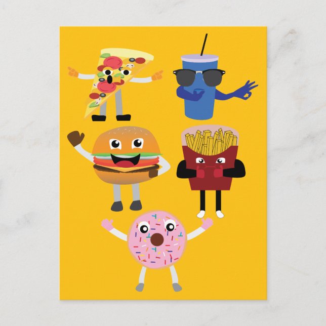 Postal Personajes de Comida (Anverso)