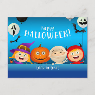 Postal Personajes de Cute Halloween