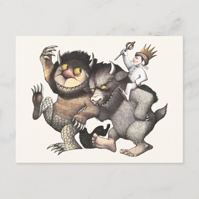 Postal Personajes de Donde los monstruos salvajes (Anverso)