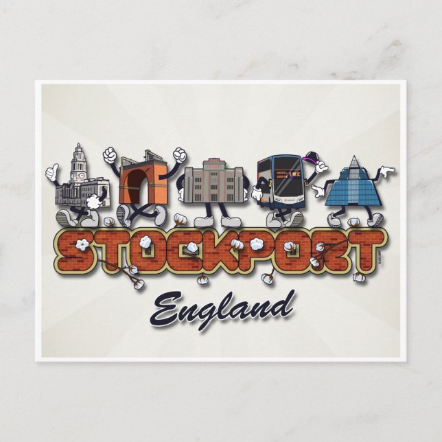 Postal Personajes de la caricatura de Stockport (Anverso)