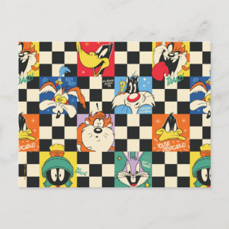 Postal Personajes de LOONEY TUNES™ en cuadros blancos y n