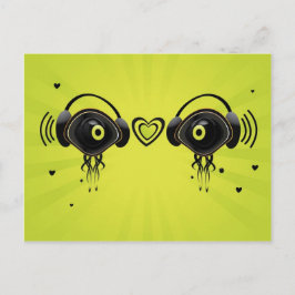 Postal Personajes de ojos con corazones pequeños