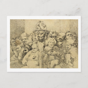 Postal Personajes literarios reunidos alrededor del Medal