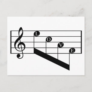 Postal Personal musical Treble Clef Love Notes Black Desi
