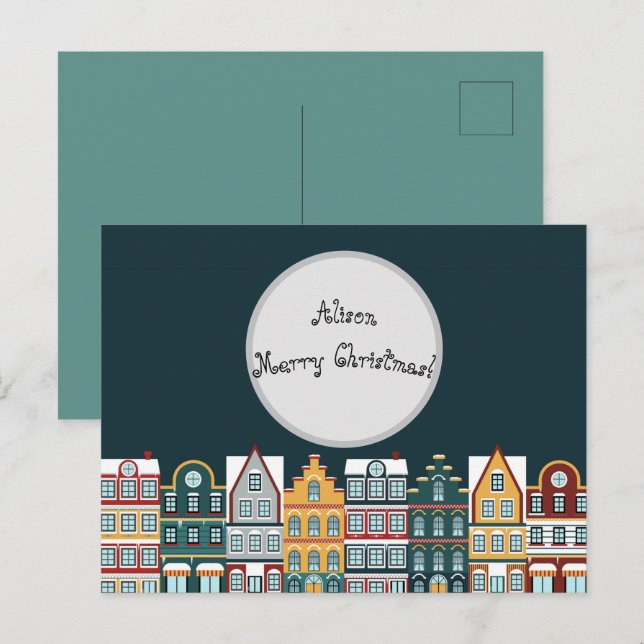 Postal Personalised Christmas Eve Houses  (Anverso / Reverso)