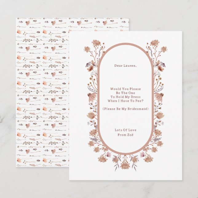 Postal Personalised Wedding Be My Bridesmaid Invitation. (Anverso / Reverso)