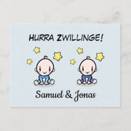 Postal Personalisierte Glückwünsche zur Geburt Zwillinge,