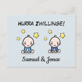 Postal Personalisierte Glückwünsche zur Geburt Zwillinge,
