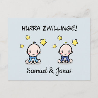 Postal Personalisierte Glückwünsche zur Geburt Zwillinge,