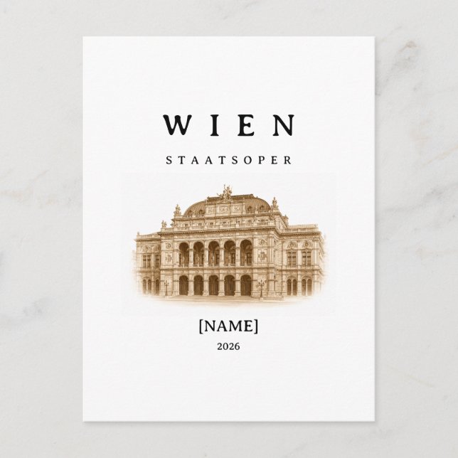 Postal Personalisierte Wien Staatsoper | Name & Jahr (Anverso)