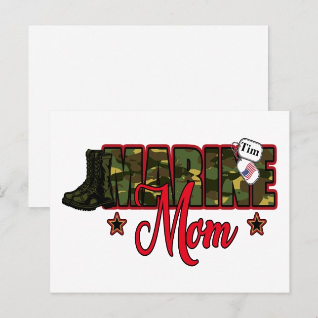 Postal Personaliza a la mamá marina con etiqueta de perro (Anverso / Reverso)