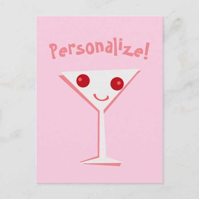 Postal Personaliza Happy Martini Pink (Anverso)