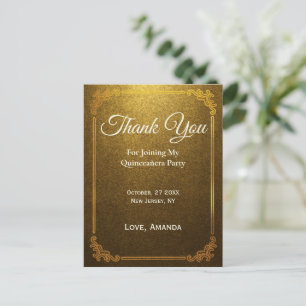 Postal Personaliza Oro Gracias por unirse a mi fiesta