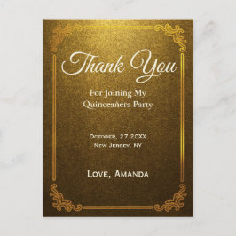 Postal Personaliza Oro Gracias por unirse a mi fiesta