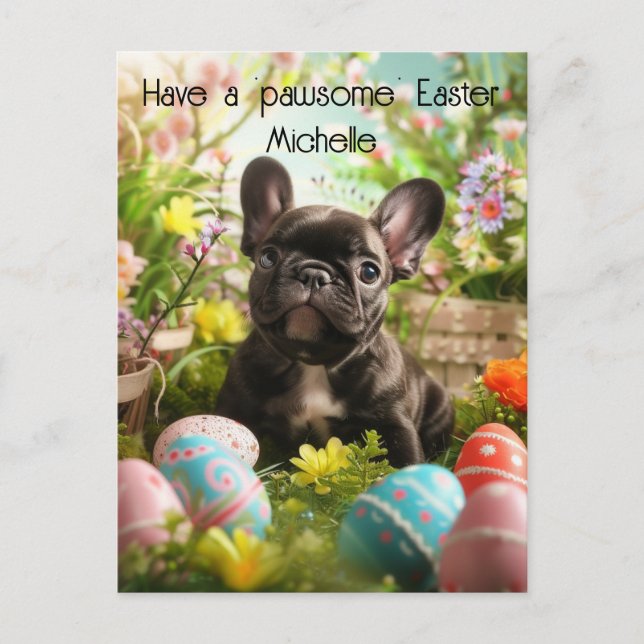 Postal Personalizable 🐶 Alegría de Pascua con amigos fur (Anverso)