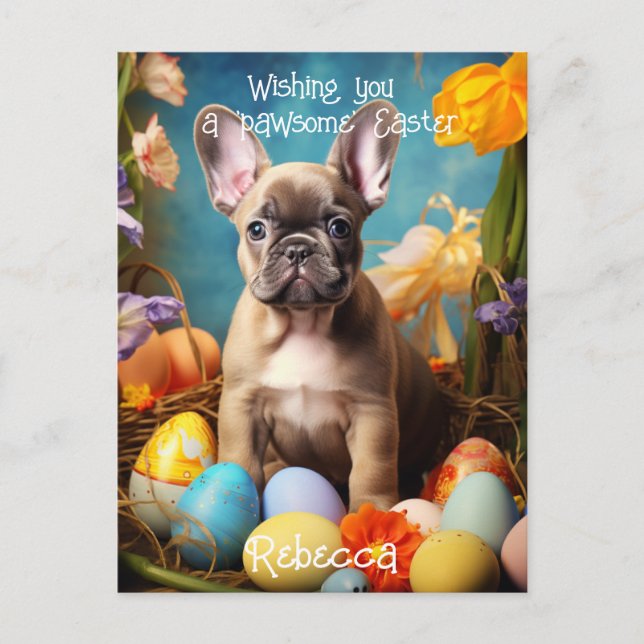 Postal Personalizable 🐶 Alegría de Pascua con amigos fur (Anverso)