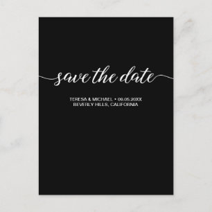 Postal Personalizable blanco y negro "Save the Date"