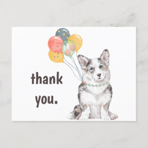 Postal Personalizable Corgi Cumpleaños Gracias