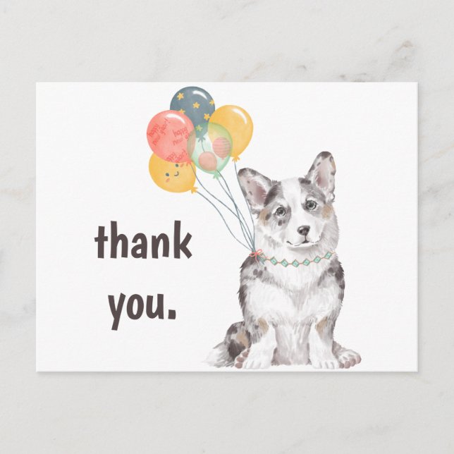 Postal Personalizable Corgi Cumpleaños Gracias (Anverso)