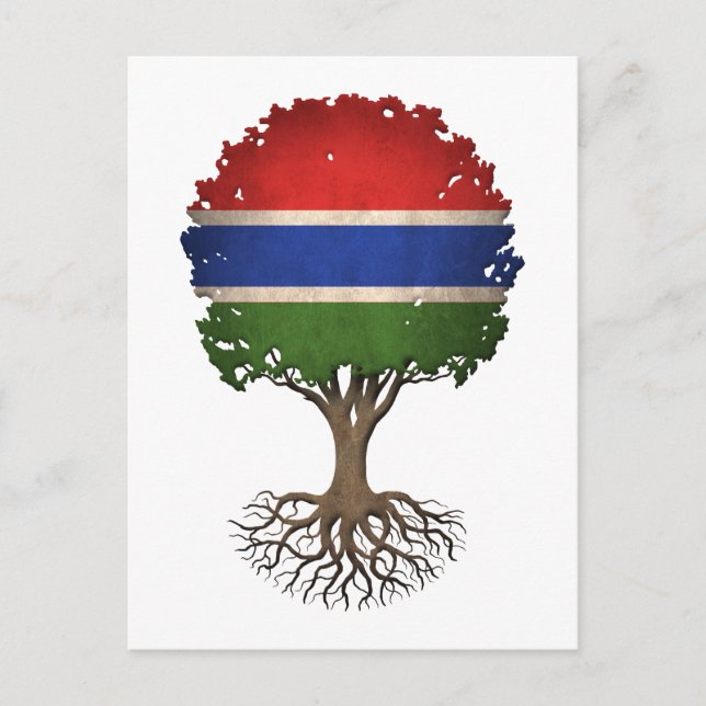 Postal Personalizable de Bandera Gambiana Árbol de Vida (Anverso)