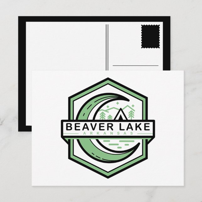 Postal personalizable de color beaver lake arkansas moon  (Anverso / Reverso)