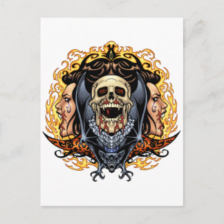Postal Personalizable de cráneos, vampiros y murciélagos