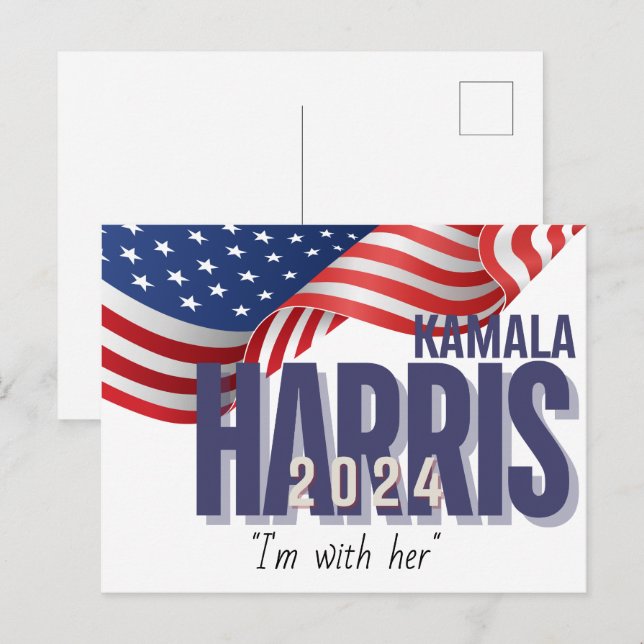 Postal Personalizable de Elecciones 2024 de Vote Harris (Anverso / Reverso)