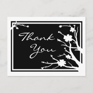 Postal Personalizable de flores blancas negras gracias po