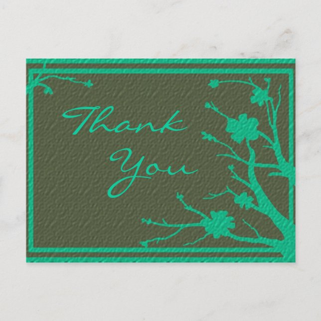 Postal Personalizable de flores de temática verde gracias (Anverso)