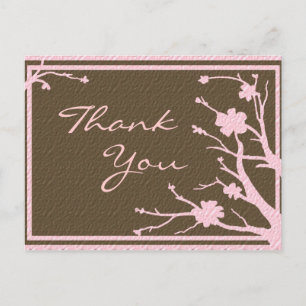 Postal Personalizable de flores marrón rosa gracias posta