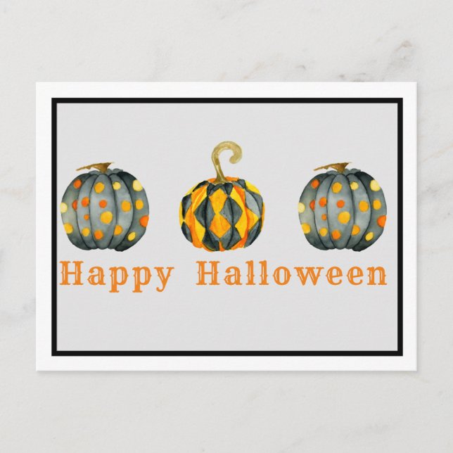 Postal Personalizable de Halloween con calabazas decorada (Anverso)