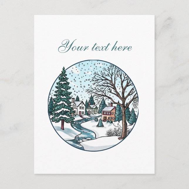 Postal Personalizable de la escena de invierno (Anverso)