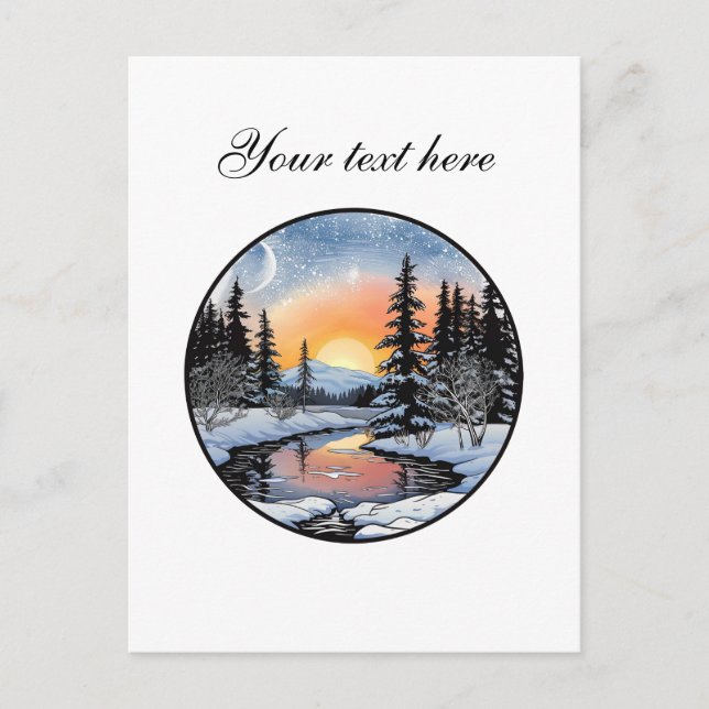 Postal Personalizable de la escena de invierno (Anverso)