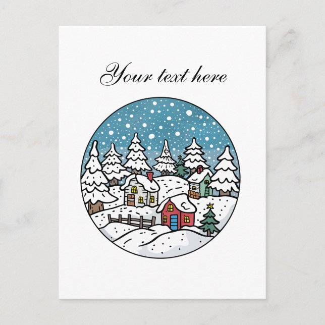 Postal Personalizable de la escena de invierno (Anverso)