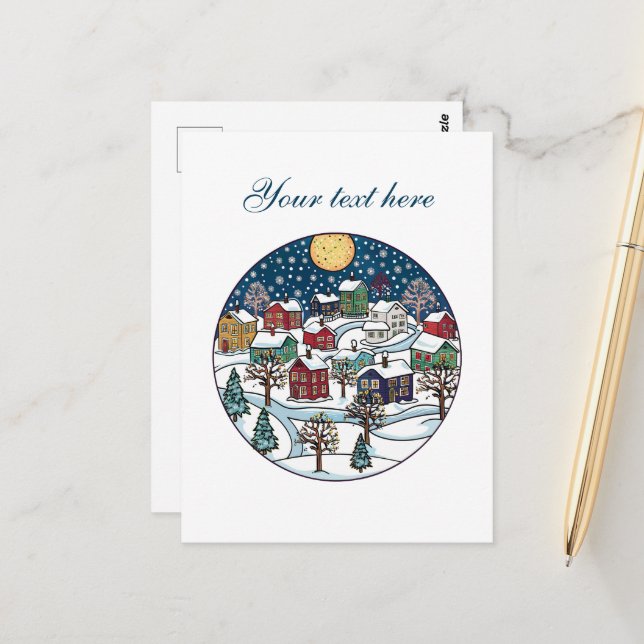 Postal Personalizable de la escena de invierno (Anverso/Reverso In Situ)