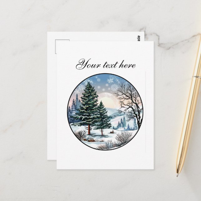 Postal Personalizable de la escena de invierno (Anverso/Reverso In Situ)