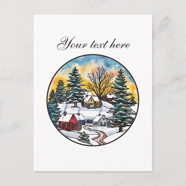 Postal Personalizable de la escena de invierno (Anverso)