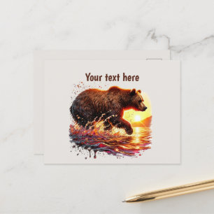 Postal Personalizable de los amantes del oso dulce