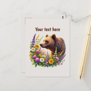 Postal Personalizable de los amantes del oso dulce