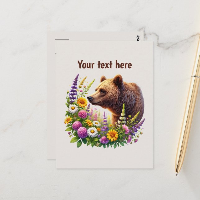 Postal Personalizable de los amantes del oso dulce (Anverso/Reverso In Situ)