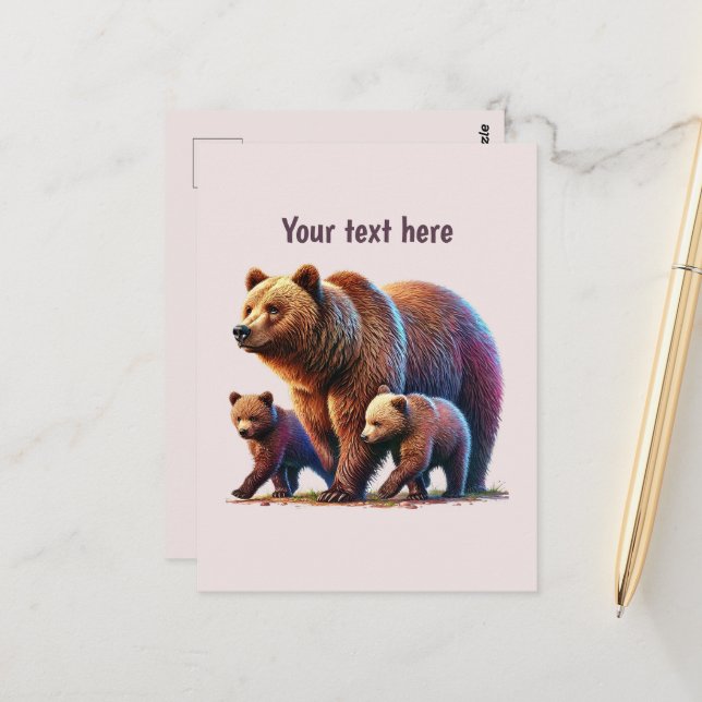 Postal Personalizable de los amantes del oso dulce (Anverso/Reverso In Situ)