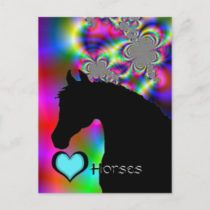 Postal Personalizable de los caballos del corazón III (Fr
