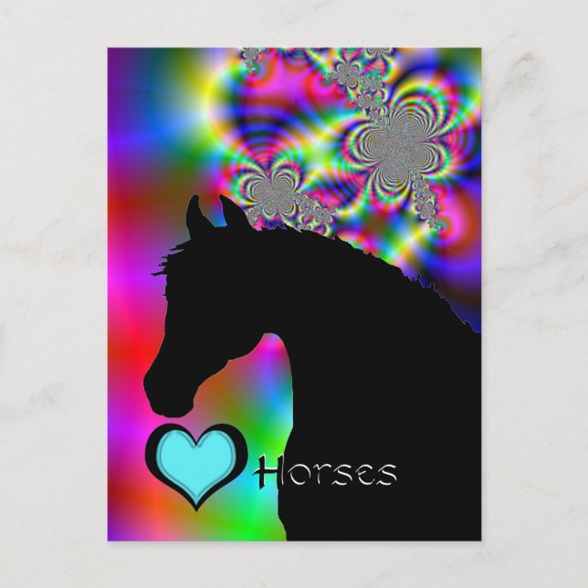 Postal Personalizable de los caballos del corazón III (Fr (Anverso)