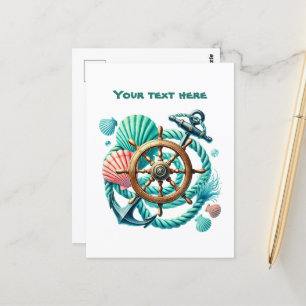 Postal Personalizable de playa de agua dulce Mezcla náuti