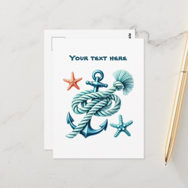 Postal Personalizable de playa de agua dulce Mezcla náuti (Anverso/Reverso In Situ)