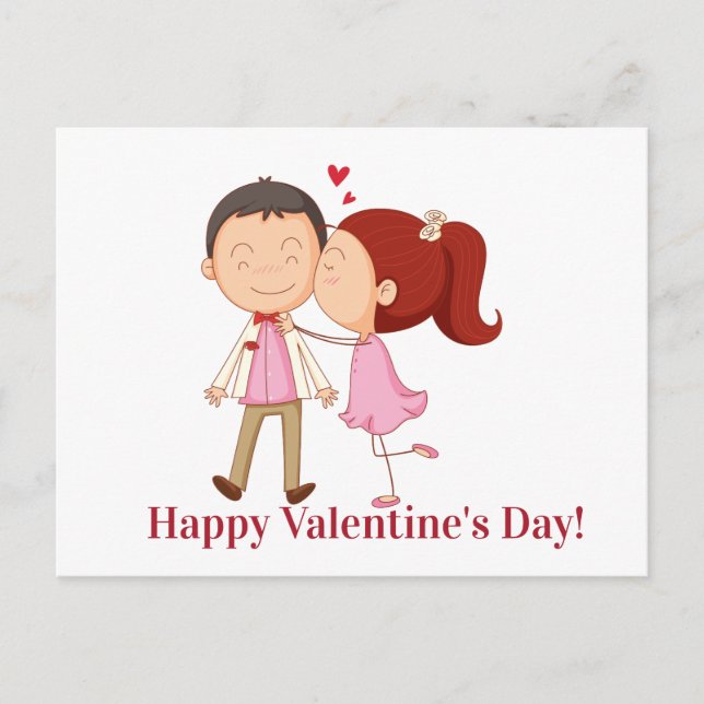 Postal Personalizable de San Valentín de pareja de besos (Anverso)