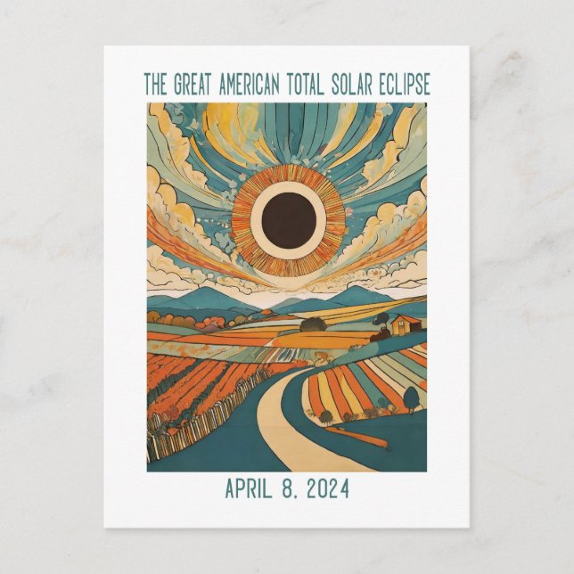 Postal PERSONALIZABLE: Eclipse sobre tierras de cultivo (Anverso)