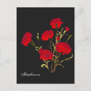 Postal Personalizable Elegante Vintage Floral Red Carnati